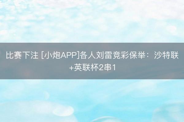 比赛下注 [小炮APP]各人刘雷竞彩保举：沙特联+英联杯2串1