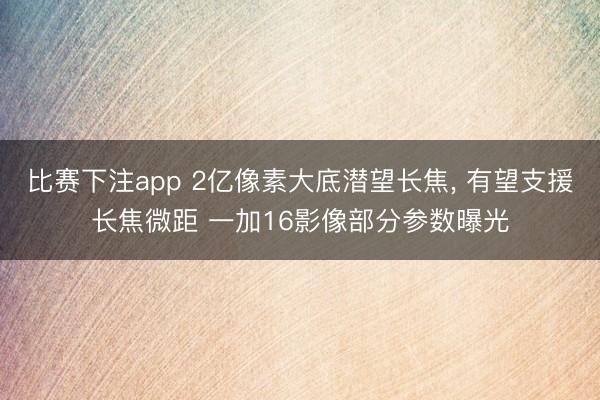 比赛下注app 2亿像素大底潜望长焦, 有望支援长焦微距 一加16影像部分参数曝光