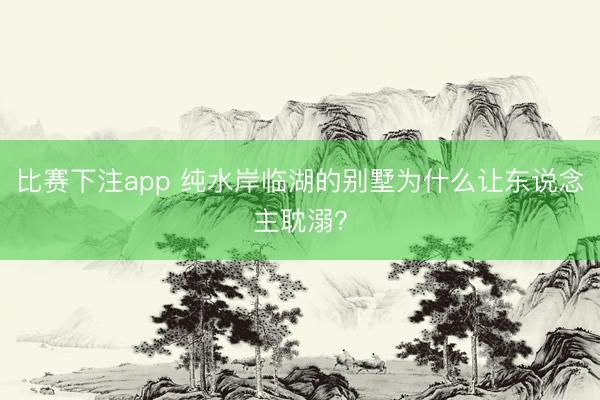 比赛下注app 纯水岸临湖的别墅为什么让东说念主耽溺？
