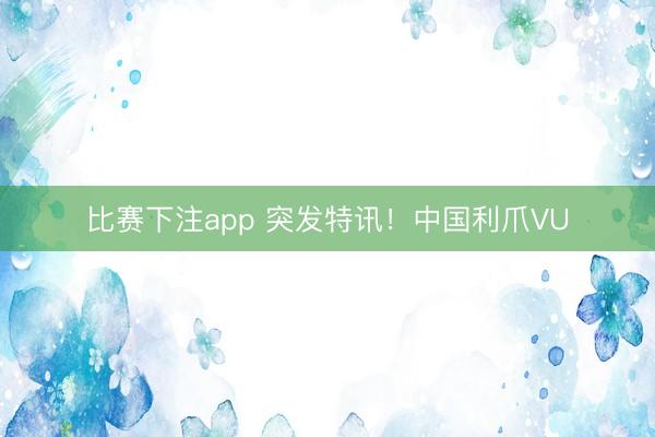 比赛下注app 突发特讯!中国利爪VU