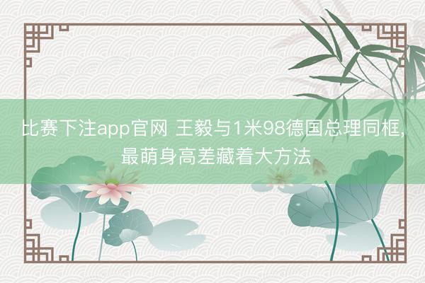 比赛下注app官网 王毅与1米98德国总理同框, 最萌身高差藏着大方法