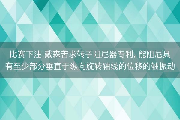 比赛下注 戴森苦求转子阻尼器专利, 能阻尼具有至少部分垂直于纵向旋转轴线的位移的轴振动