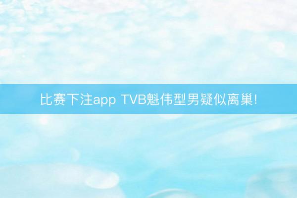 比赛下注app TVB魁伟型男疑似离巢!