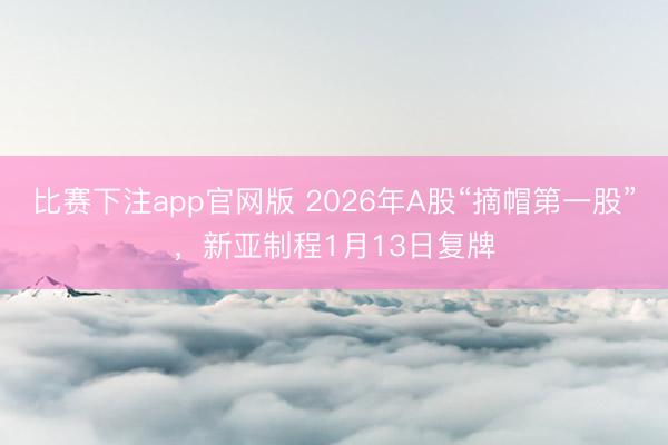 比赛下注app官网版 2026年A股“摘帽第一股”，新亚制程1月13日复牌