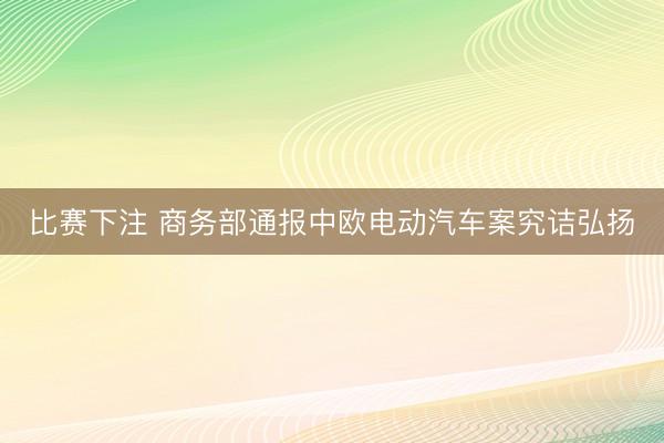 比赛下注 商务部通报中欧电动汽车案究诘弘扬