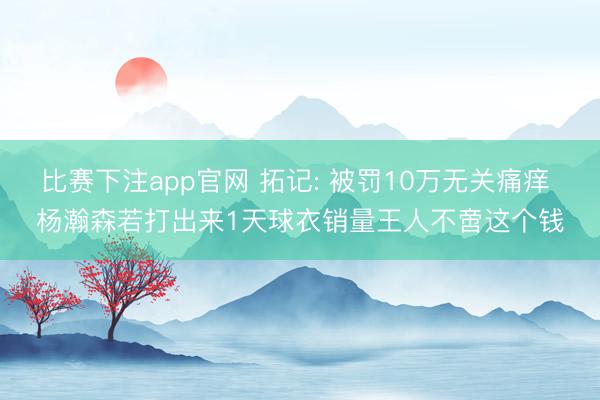 比赛下注app官网 拓记: 被罚10万无关痛痒 杨瀚森若打出来1天球衣销量王人不啻这个钱