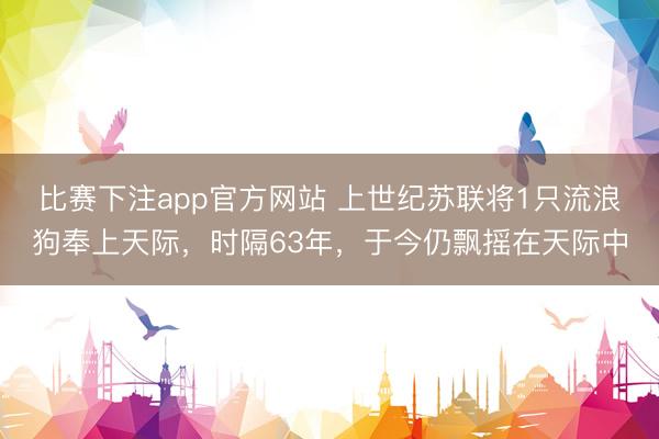 比赛下注app官方网站 上世纪苏联将1只流浪狗奉上天际，时隔63年，于今仍飘摇在天际中