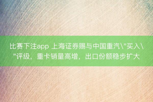 比赛下注app 上海证券赐与中国重汽