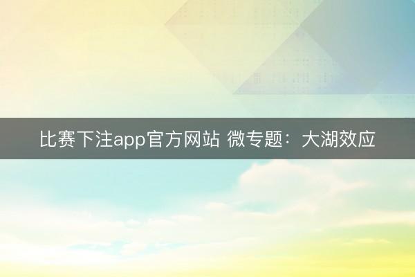 比赛下注app官方网站 微专题:大湖效应