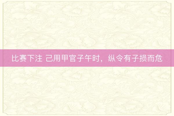 比赛下注 己用甲官子午时，纵令有子损而危