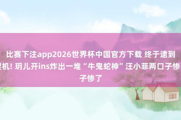 比赛下注app2026世界杯中国官方下载 终于逮到契机! 玥儿开ins炸出一堆“牛鬼蛇神”汪小菲两口子惨了