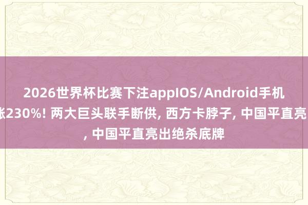 2026世界杯比赛下注appIOS/Android手机版下载 暴涨230%! 两大巨头联手断供， 西方卡脖子， 中国平直亮出绝杀底牌