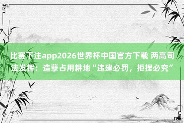 比赛下注app2026世界杯中国官方下载 两高司法发挥：造孽占用耕地“违建必罚，拒捏必究”