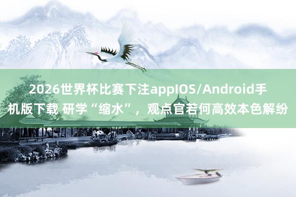 2026世界杯比赛下注appIOS/Android手机版下载 研学“缩水”，观点官若何高效本色解纷