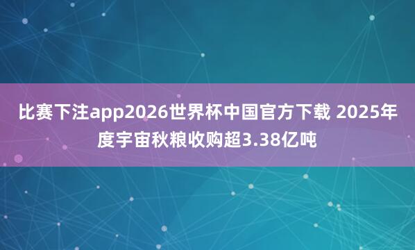比赛下注app2026世界杯中国官方下载 2025年度宇宙秋粮收购超3.38亿吨