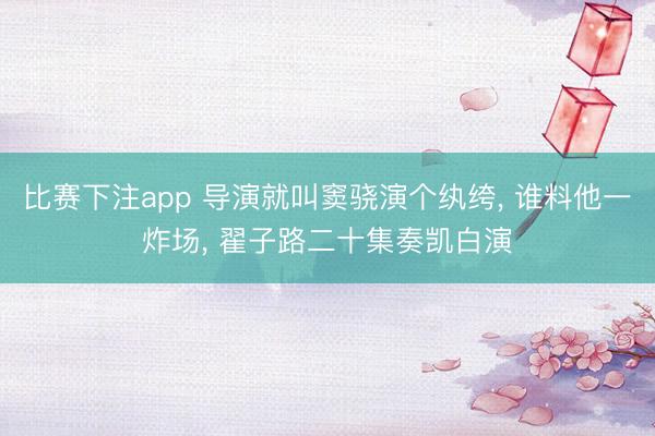 比赛下注app 导演就叫窦骁演个纨绔， 谁料他一炸场， 翟子路二十集奏凯白演