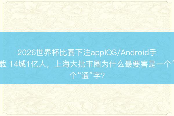 2026世界杯比赛下注appIOS/Android手机版下载 14城1亿人，上海大批市圈为什么最要害是一个“通”字？