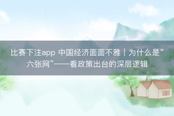 比赛下注app 中国经济面面不雅｜为什么是“六张网”——看政策出台的深层逻辑