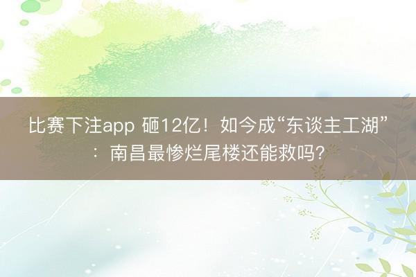比赛下注app 砸12亿!如今成“东谈主工湖”:南昌最惨烂尾楼还能救吗?