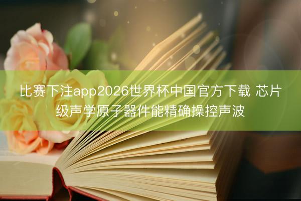 比赛下注app2026世界杯中国官方下载 芯片级声学原子器件能精确操控声波