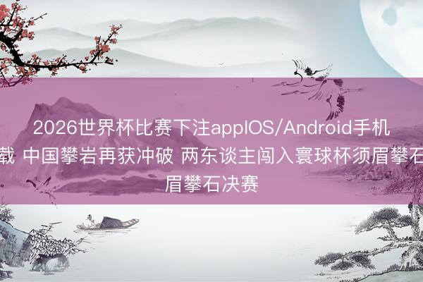 2026世界杯比赛下注appIOS/Android手机版下载 中国攀岩再获冲破 两东谈主闯入寰球杯须眉攀石决赛