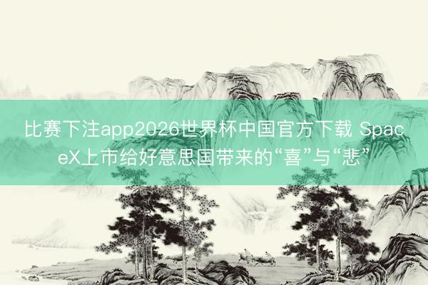 比赛下注app2026世界杯中国官方下载 SpaceX上市给好意思国带来的“喜”与“悲”